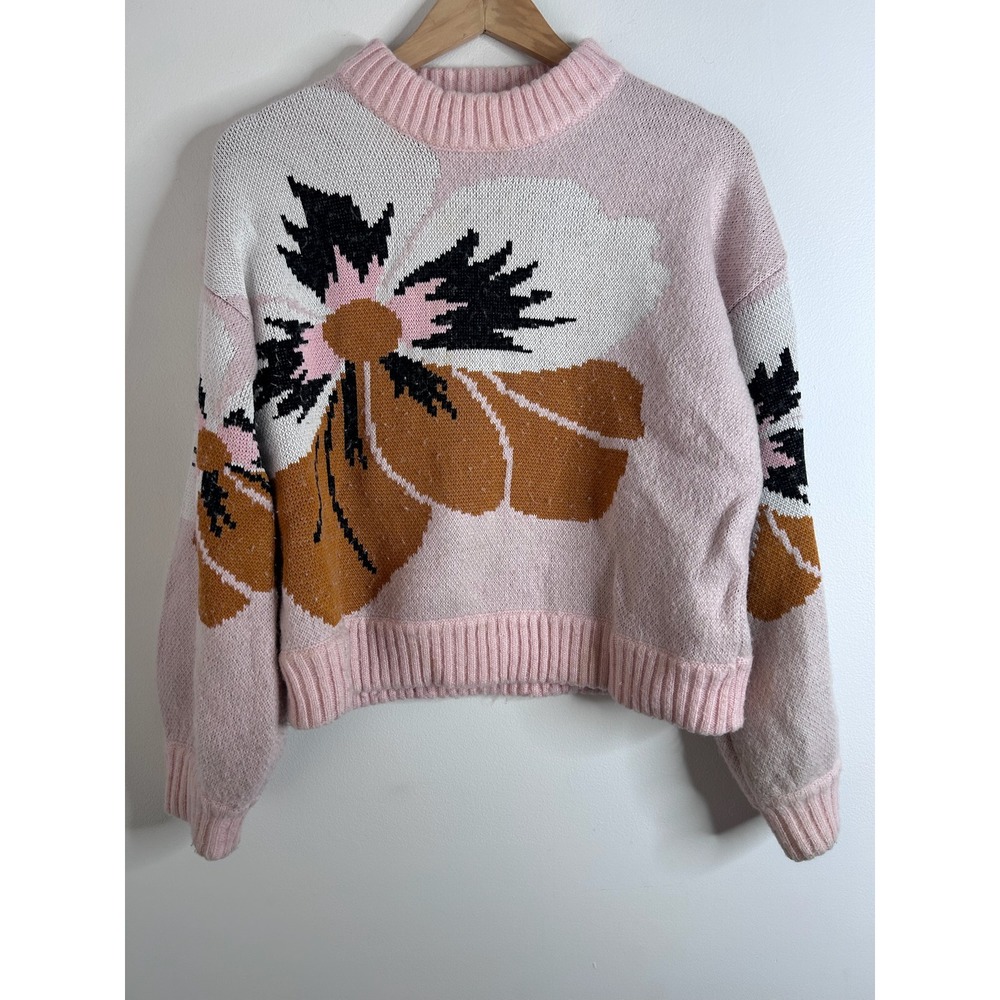 Alice McCall Sweetener Knit Pink Floral Cropped‎ Sweater Sz S Coquette Feminine